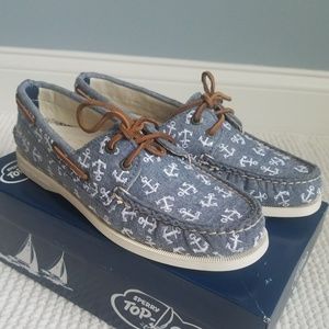 Sperry for JCrew Chambray Nautical Anchor Topsider